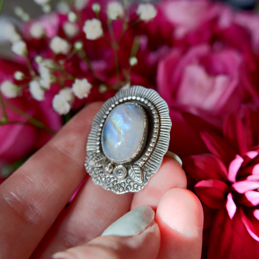 Moonstone Flowers Ring