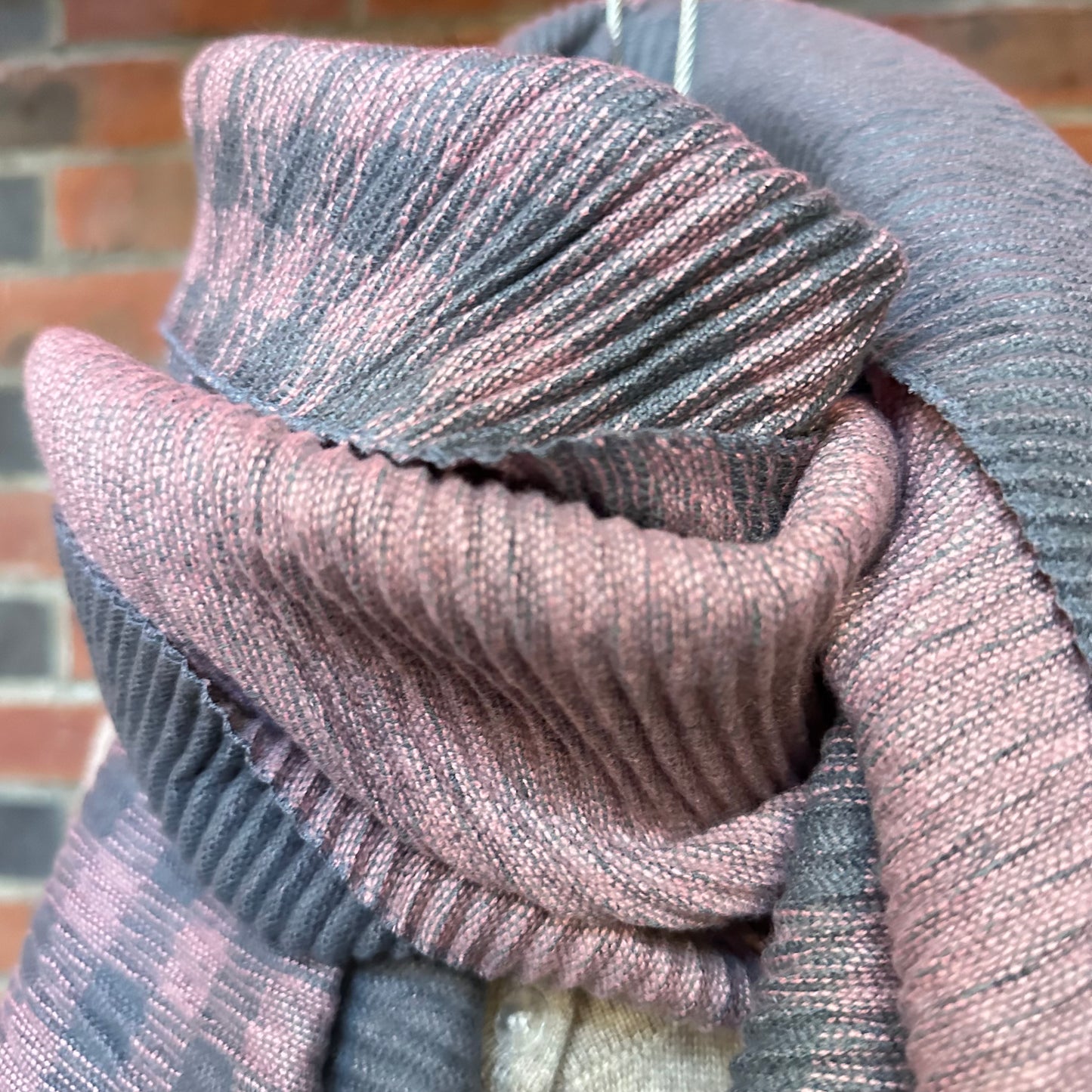 Lambswool Scarf - Crimped Pink & Grey