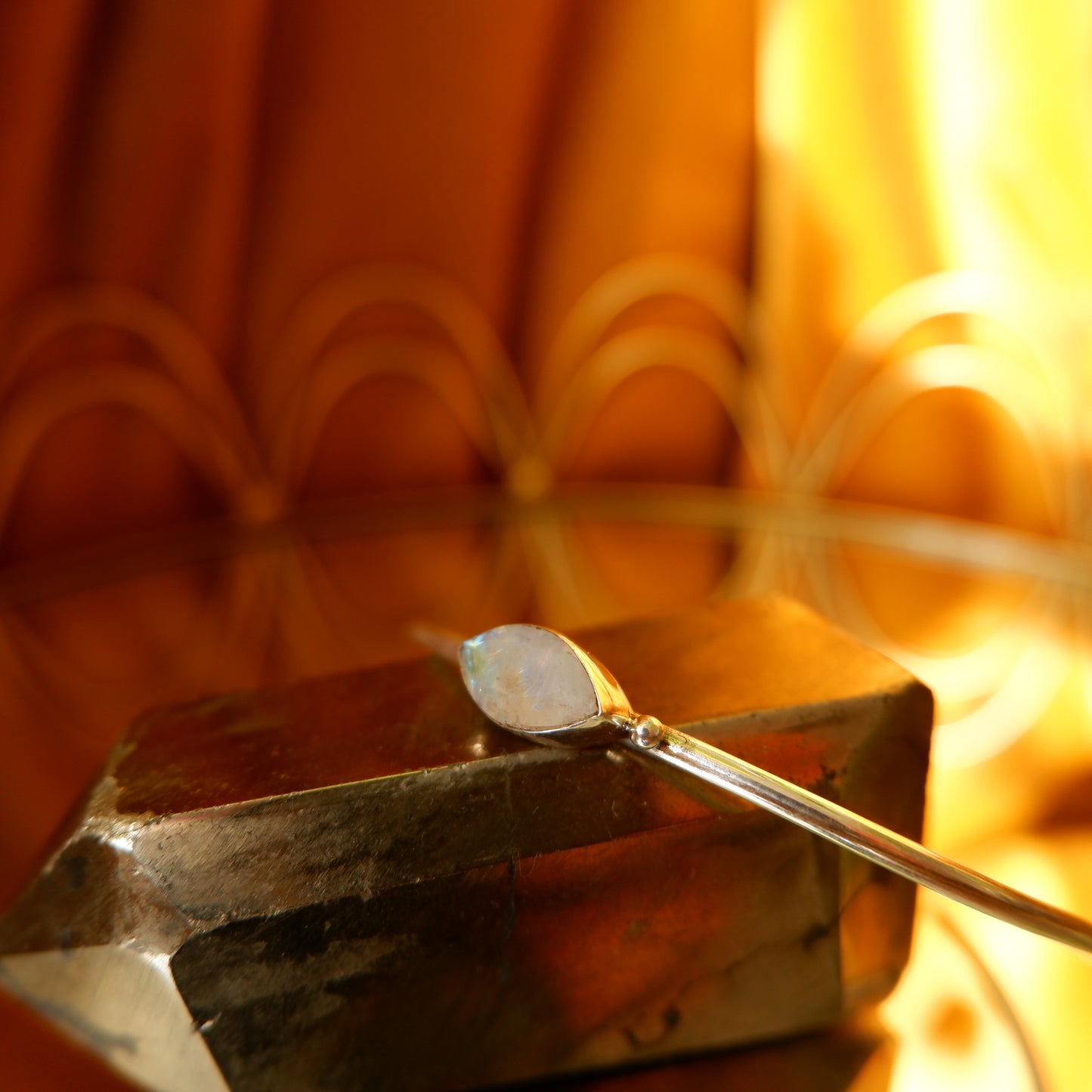 Sherry - Moonstone Silver Bangle