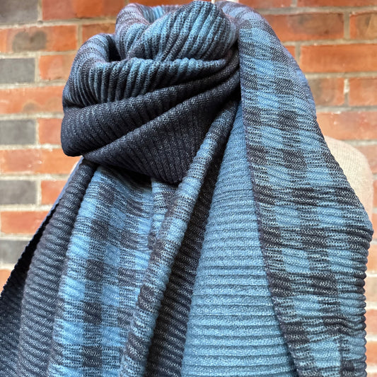 Lambswool Scarf - Crimped Blue & Grey