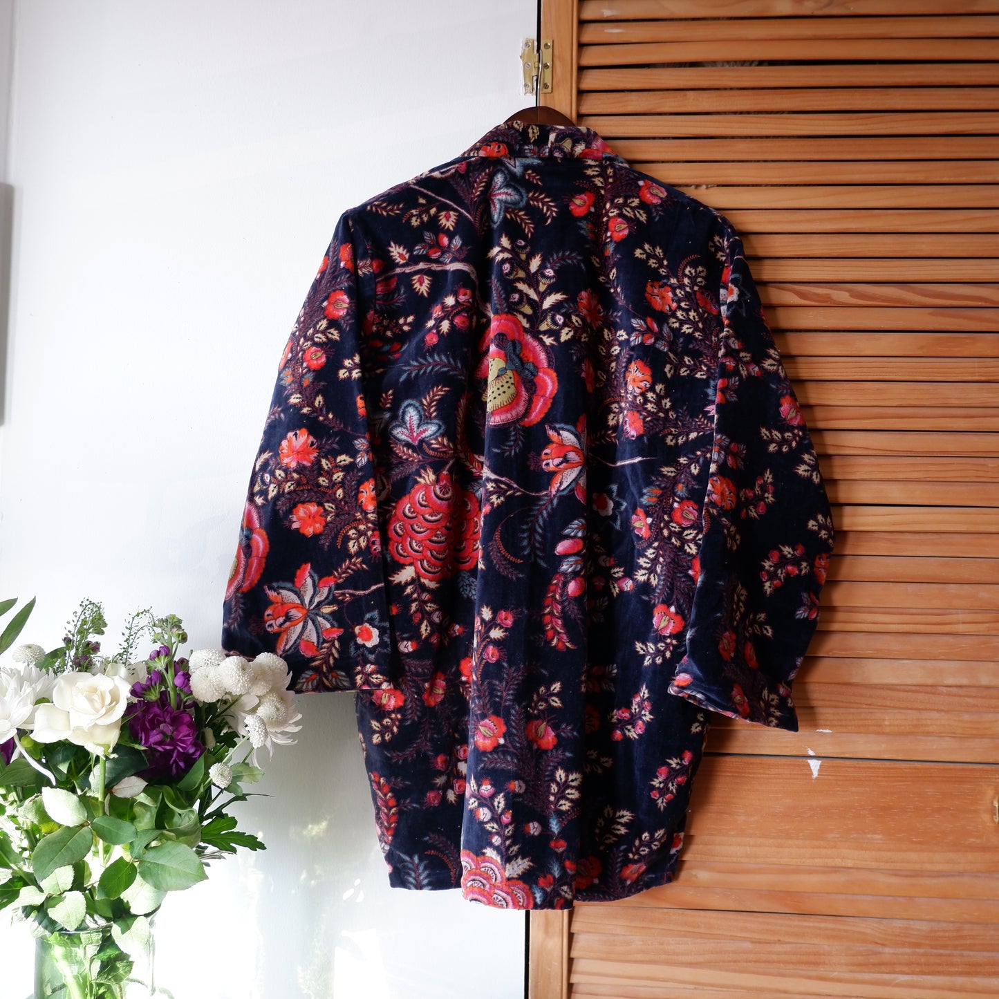 Navy Blossom - Velvet Jacket