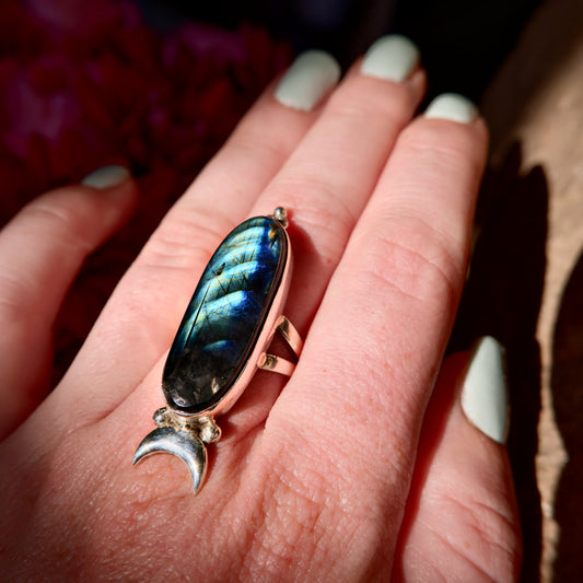 Spectrolite Moon Ring