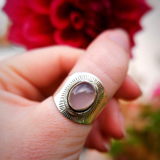 Rose Quartz Ornate Ring