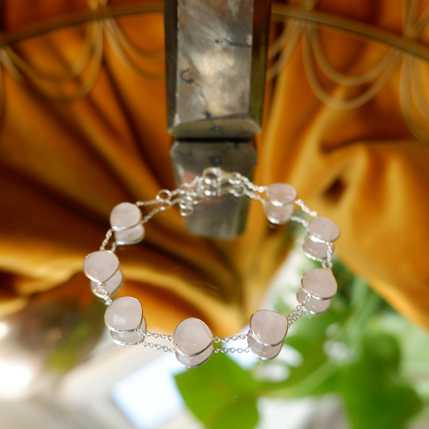 Katrina - Rose Quartz faceted Silver Drop Earrings - matching bracelet