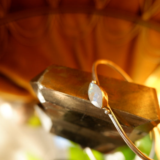 Sherry - Moonstone Silver Bangle