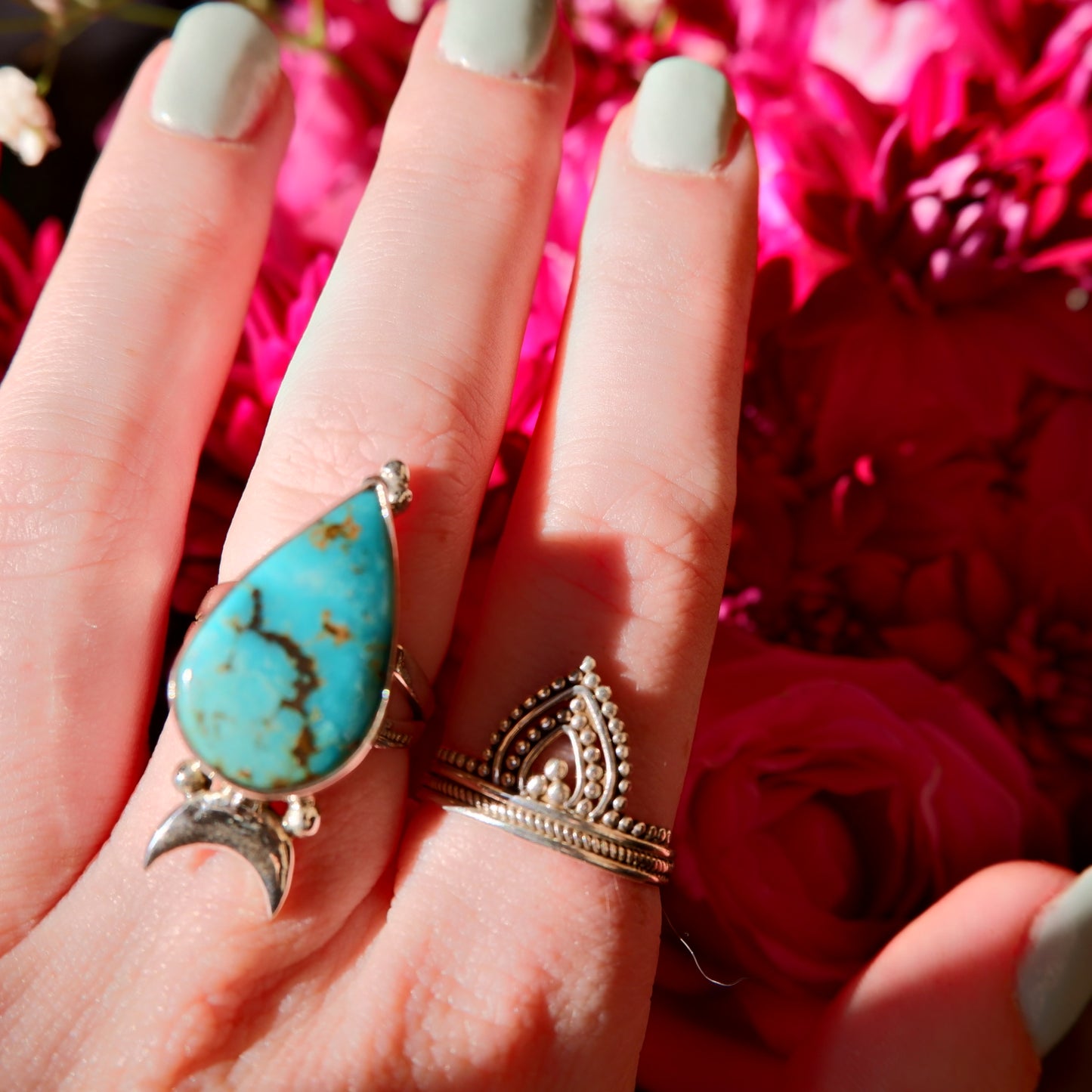 Deep Turquoise Moon Ring