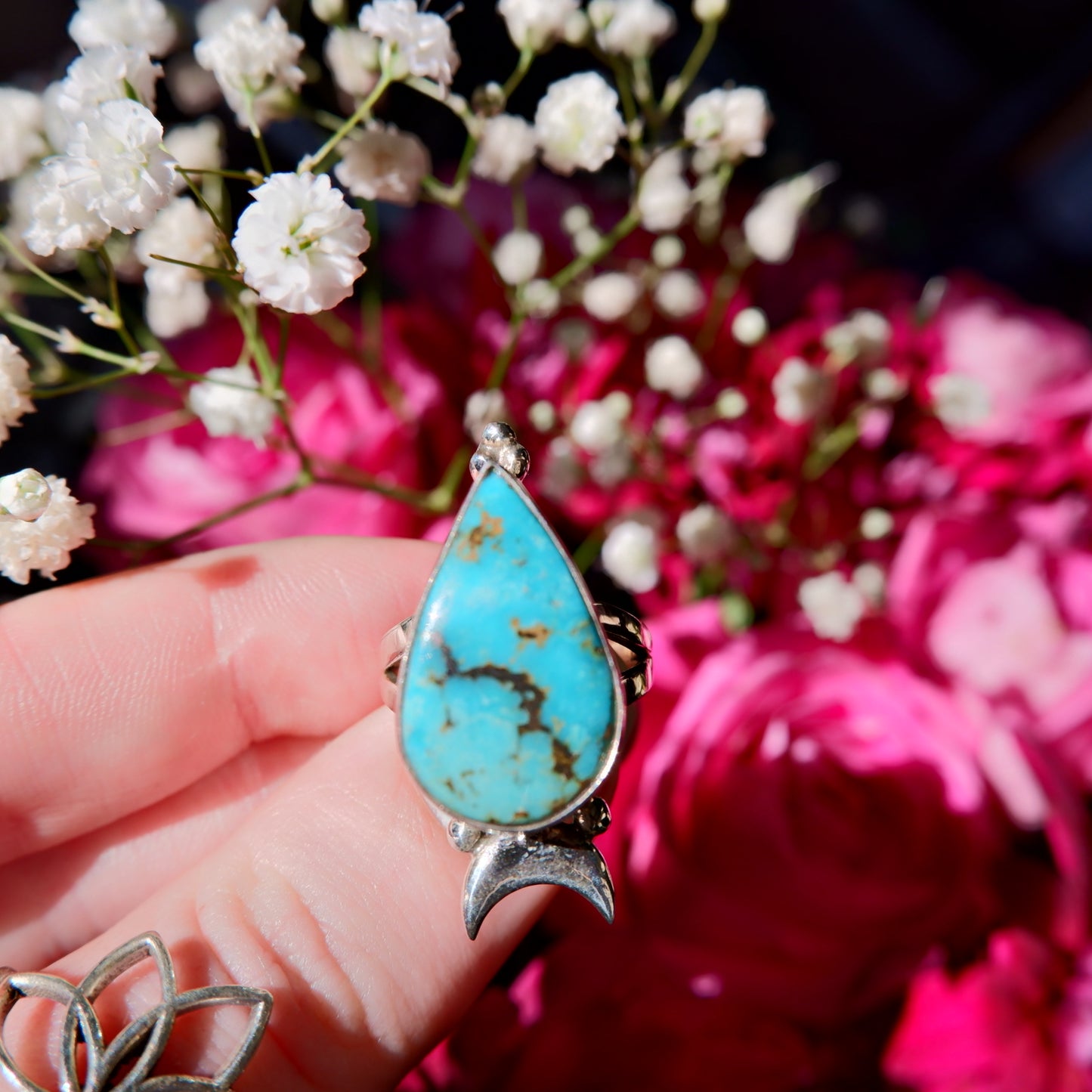 Deep Turquoise Moon Ring