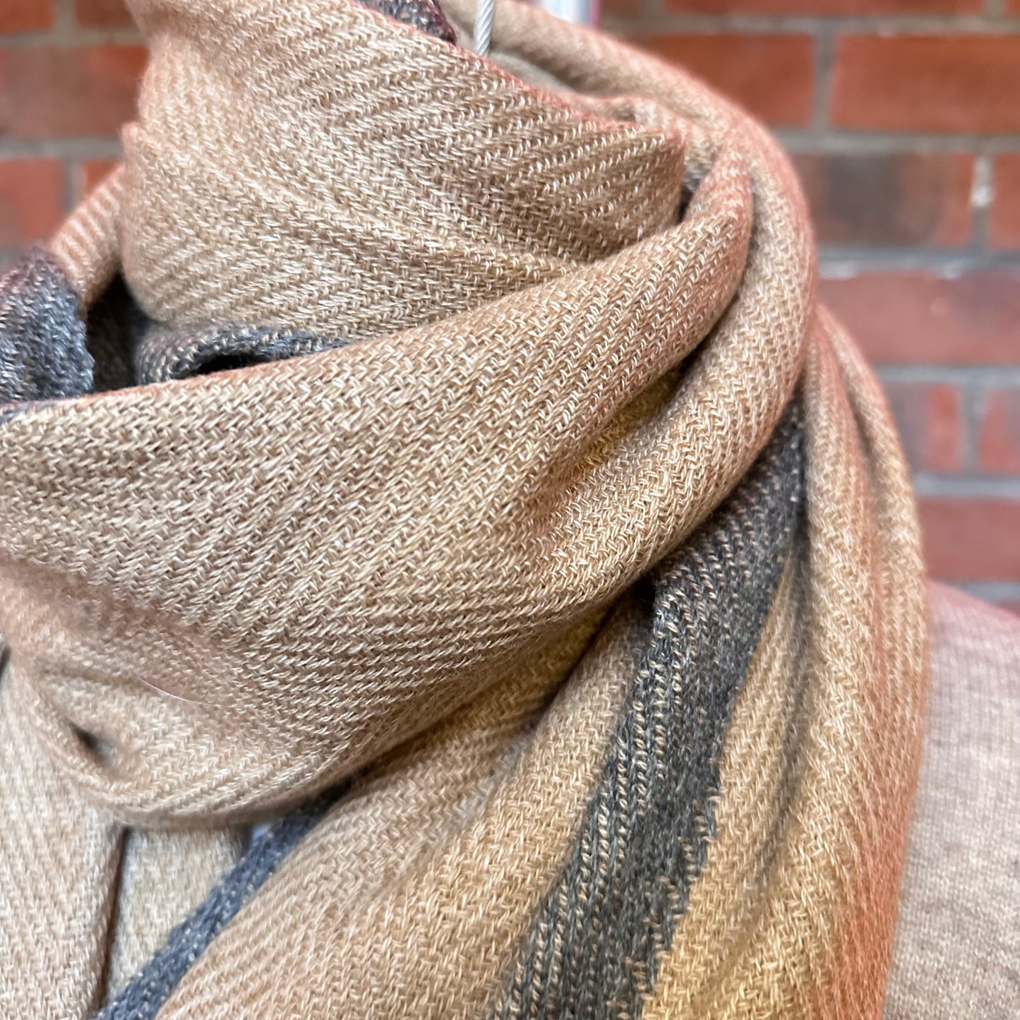 Cashmere Scarf - Caramel Edged