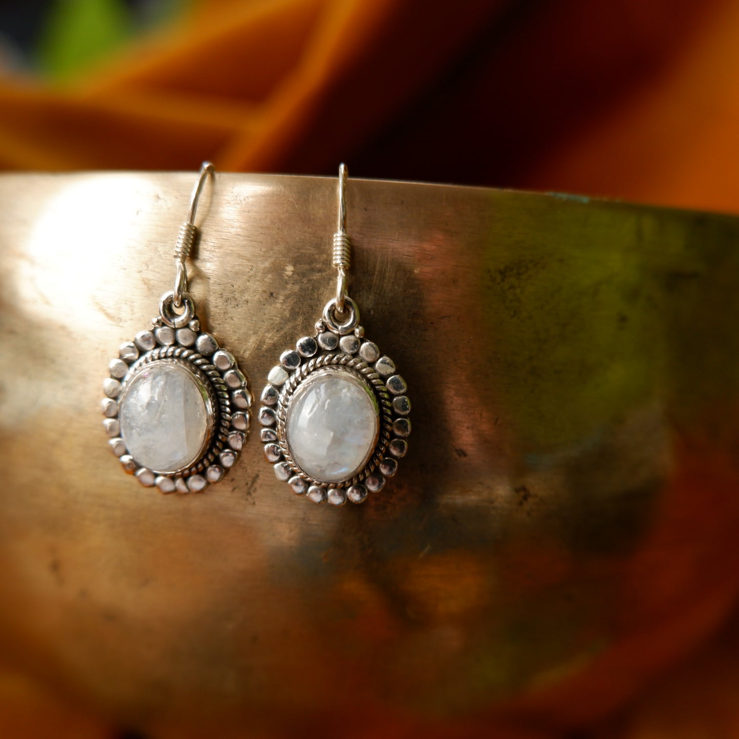 Marisol - Moonstone Silver Beaded drop Earrings