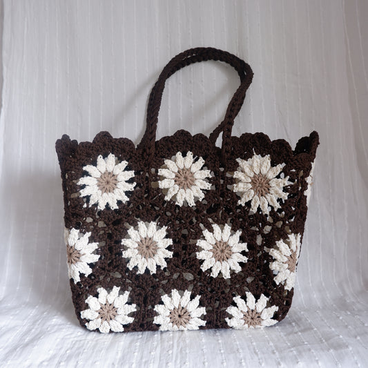 Floral Crochet Bag Dark Coco