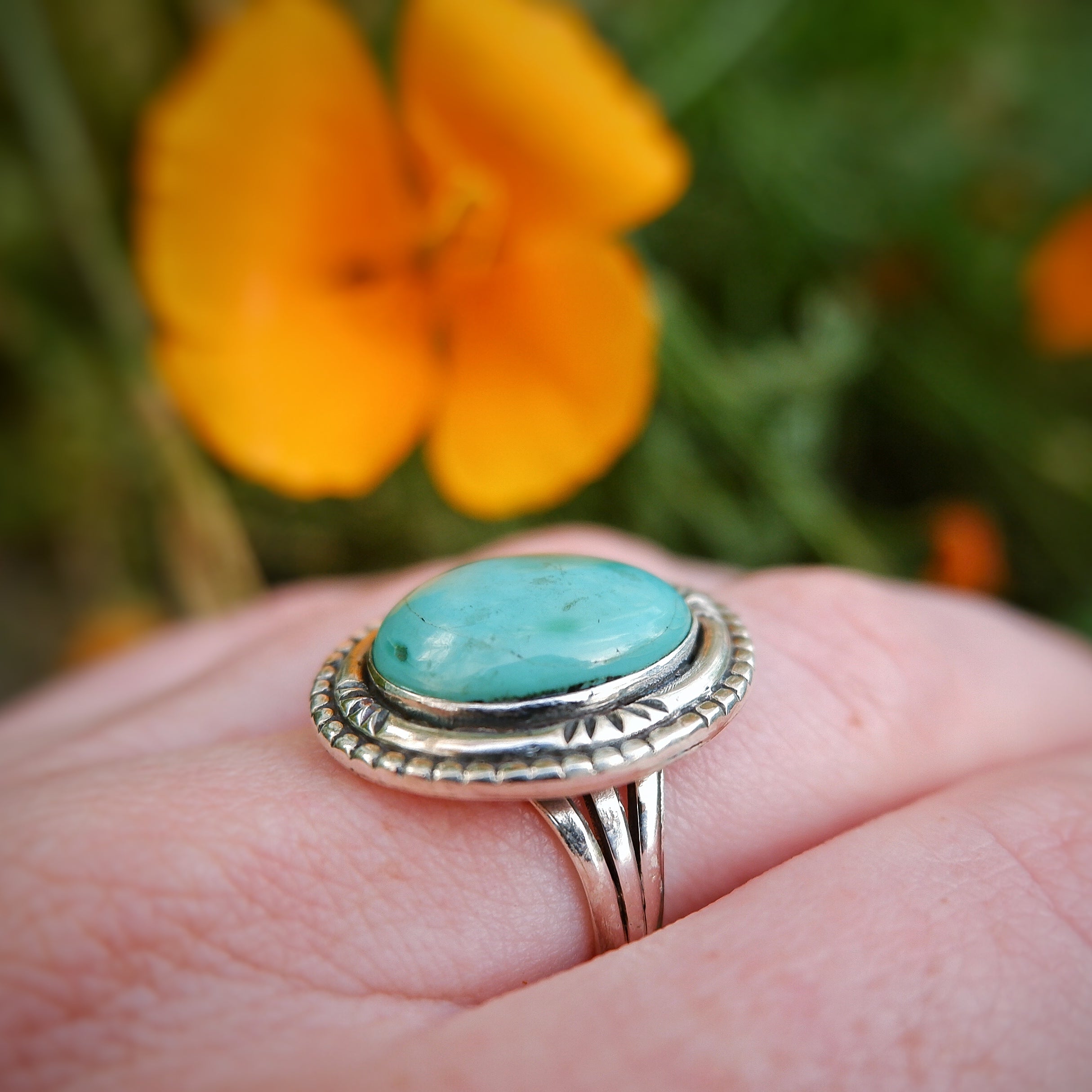 Sterling on sale silver and Tibetan turquoise ring