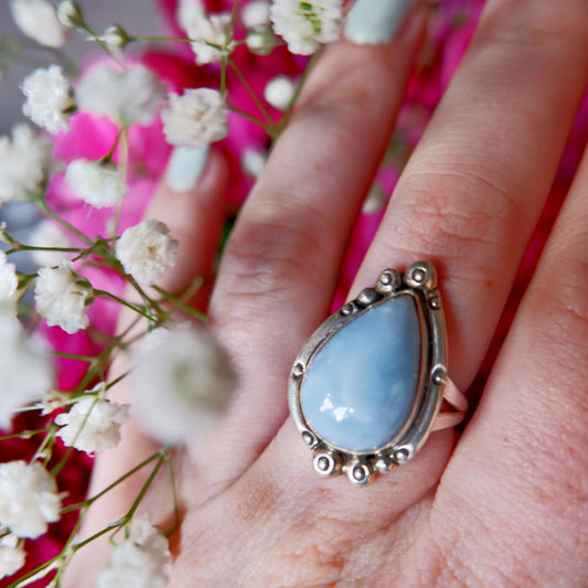 Blue Opal Pear Ring