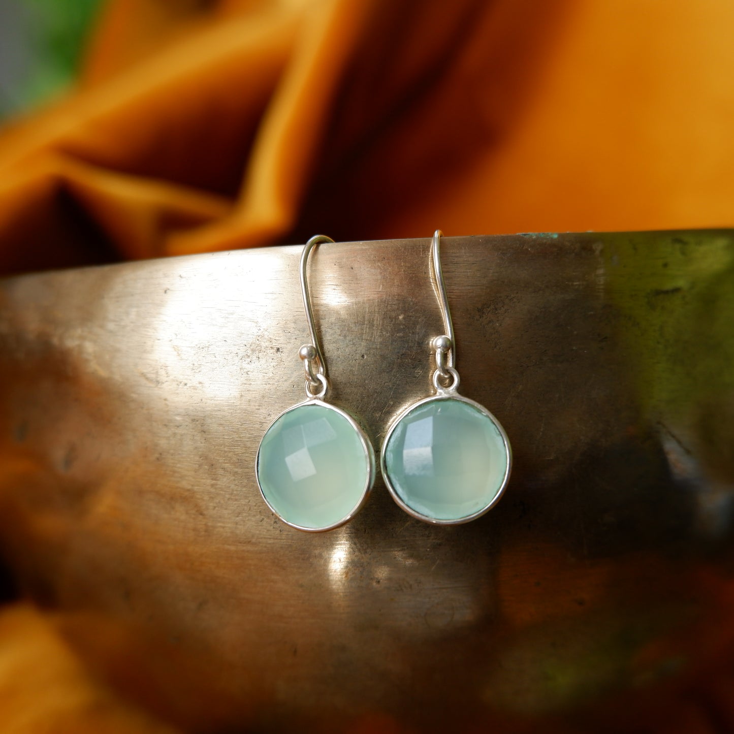 Aurora - Chalcedony Faceted Silver Drop Earrings