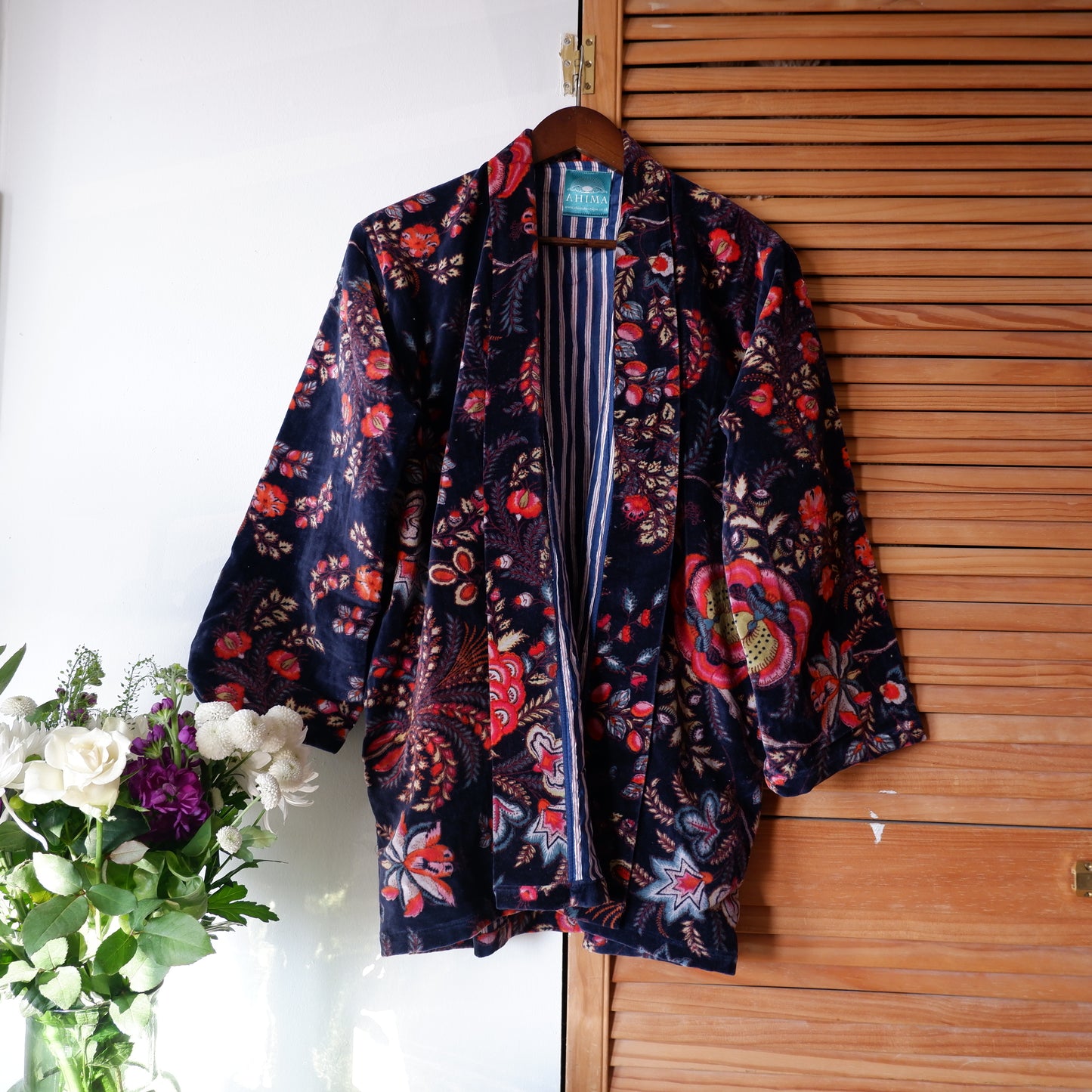 Navy Blossom - Velvet Jacket