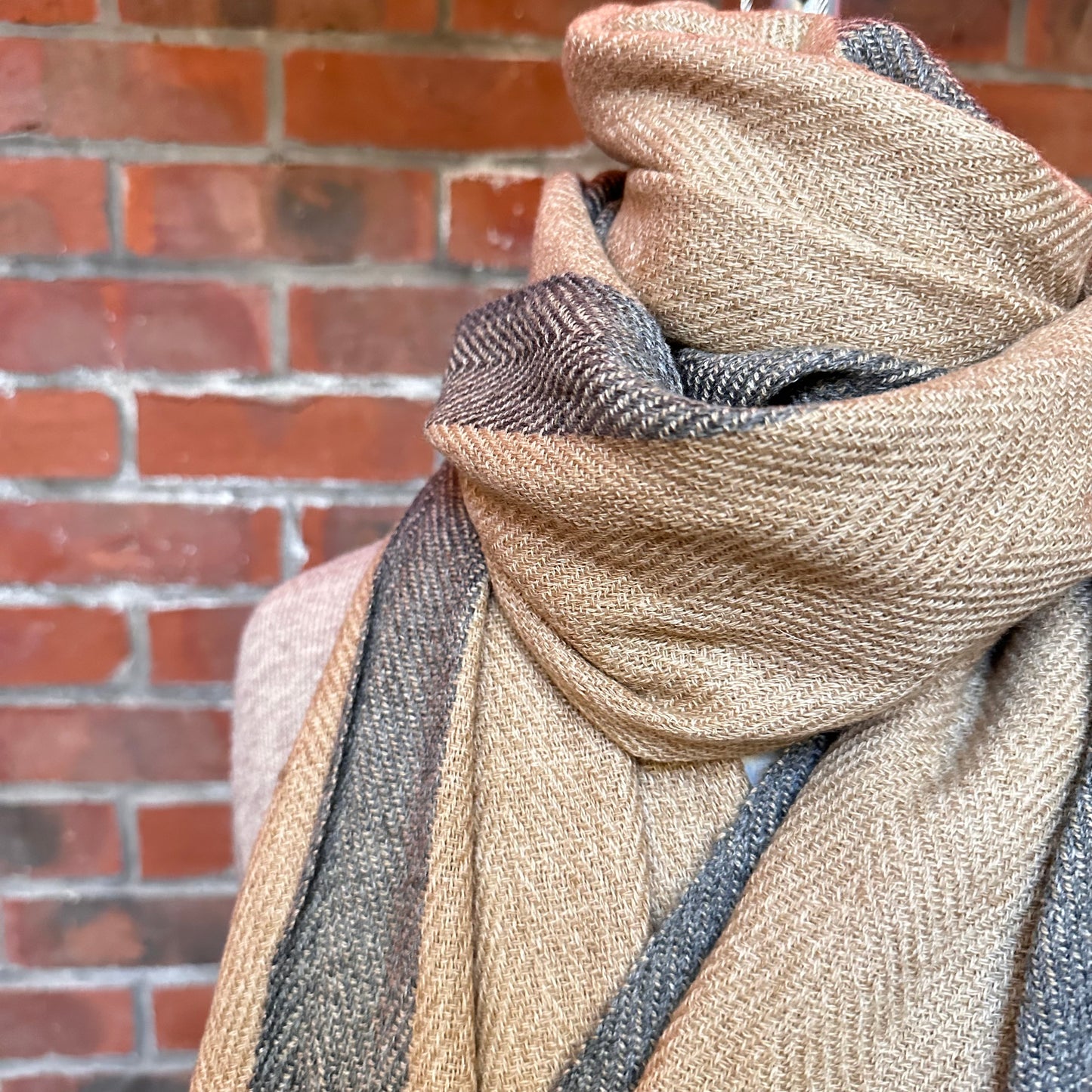 Cashmere Scarf - Caramel Edged