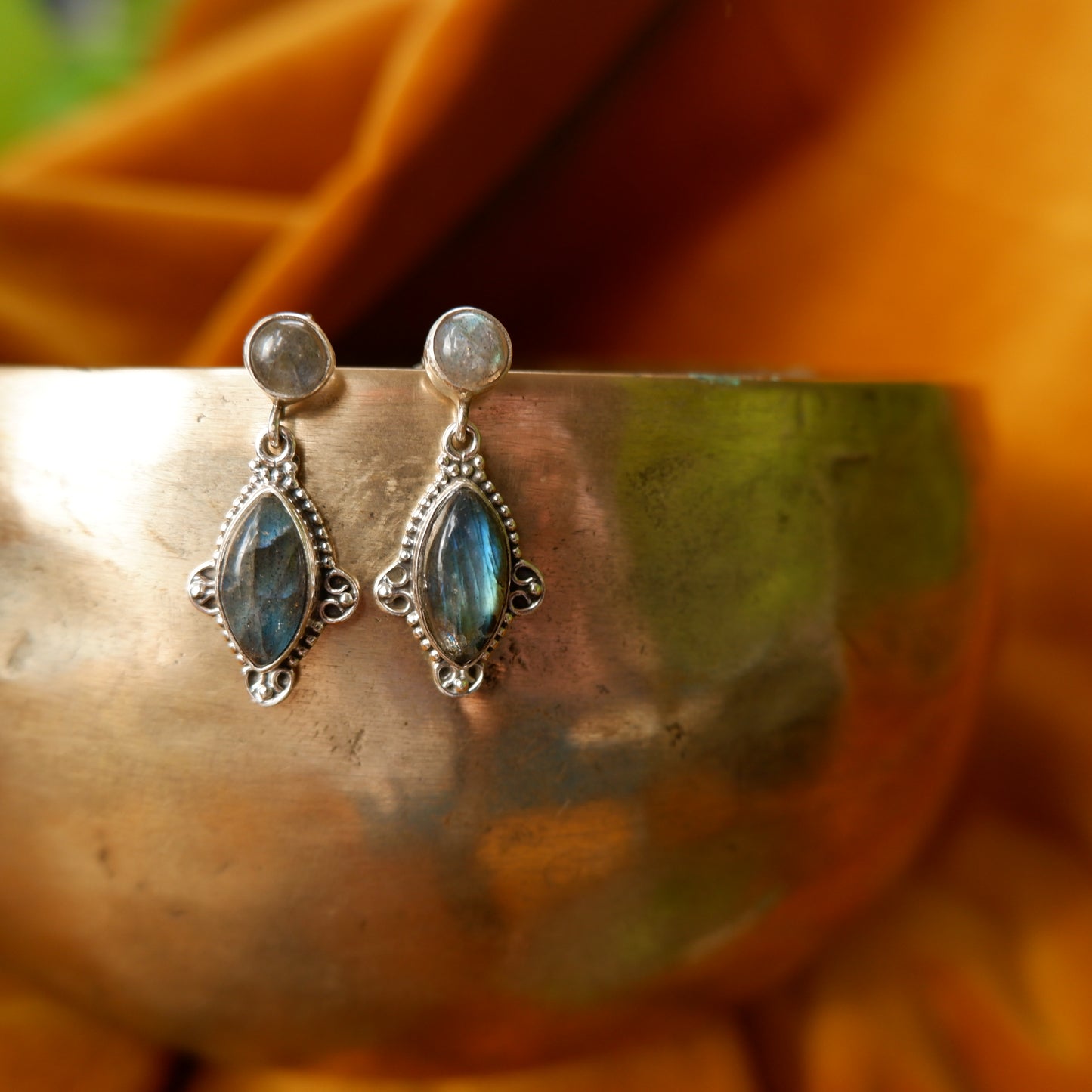 Isabella - Labradorite Ornate Earrings