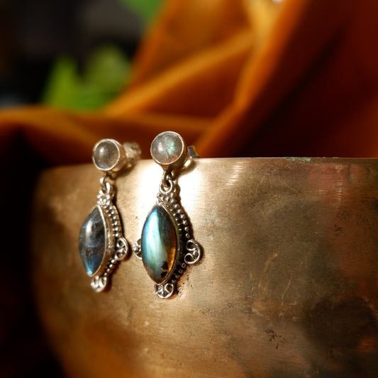 Isabella - Labradorite Ornate Earrings