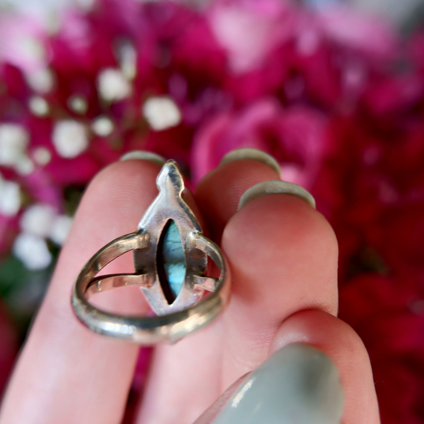 Green Labradorite Lemon Ring