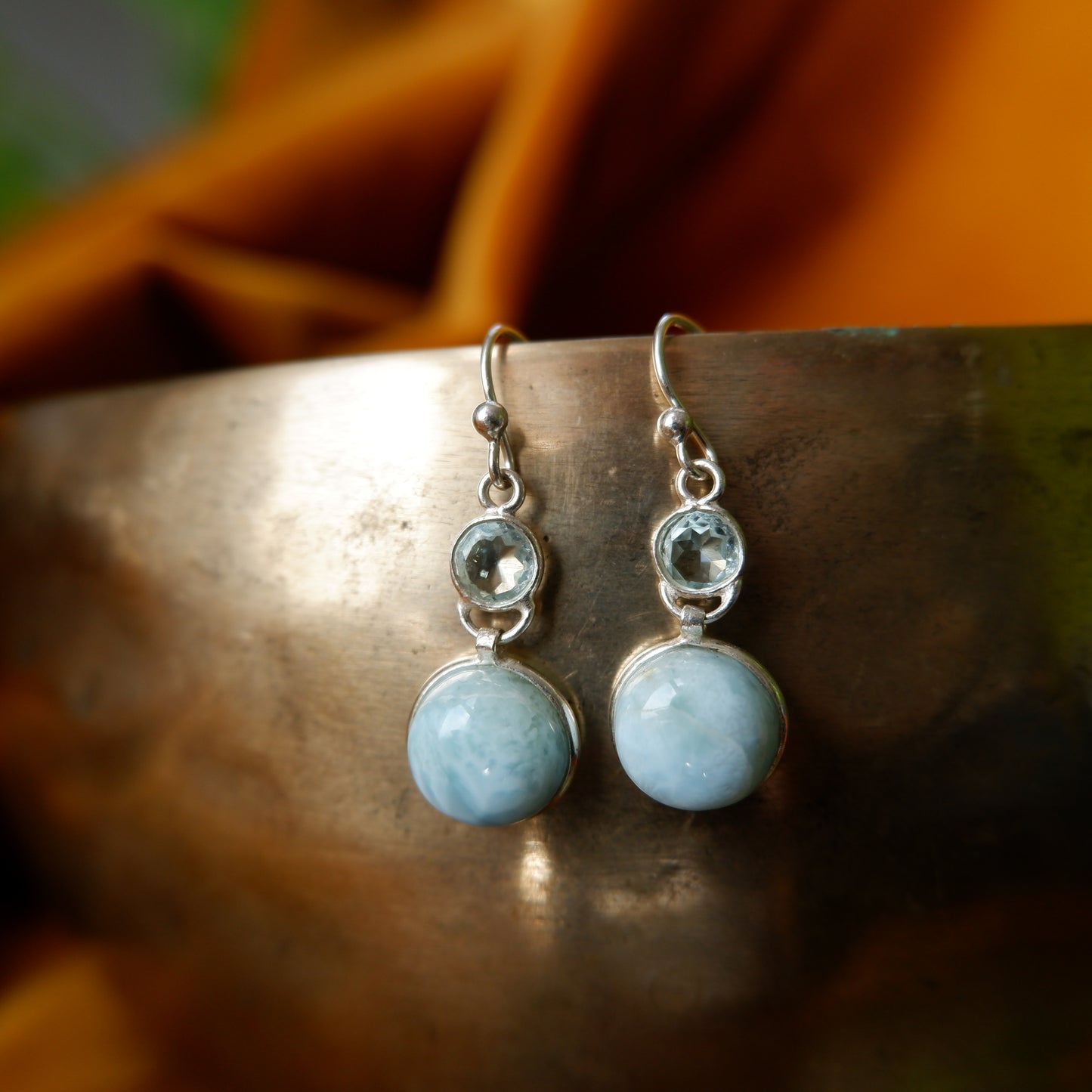 Lucia - Larimar Silver Drop Earrings