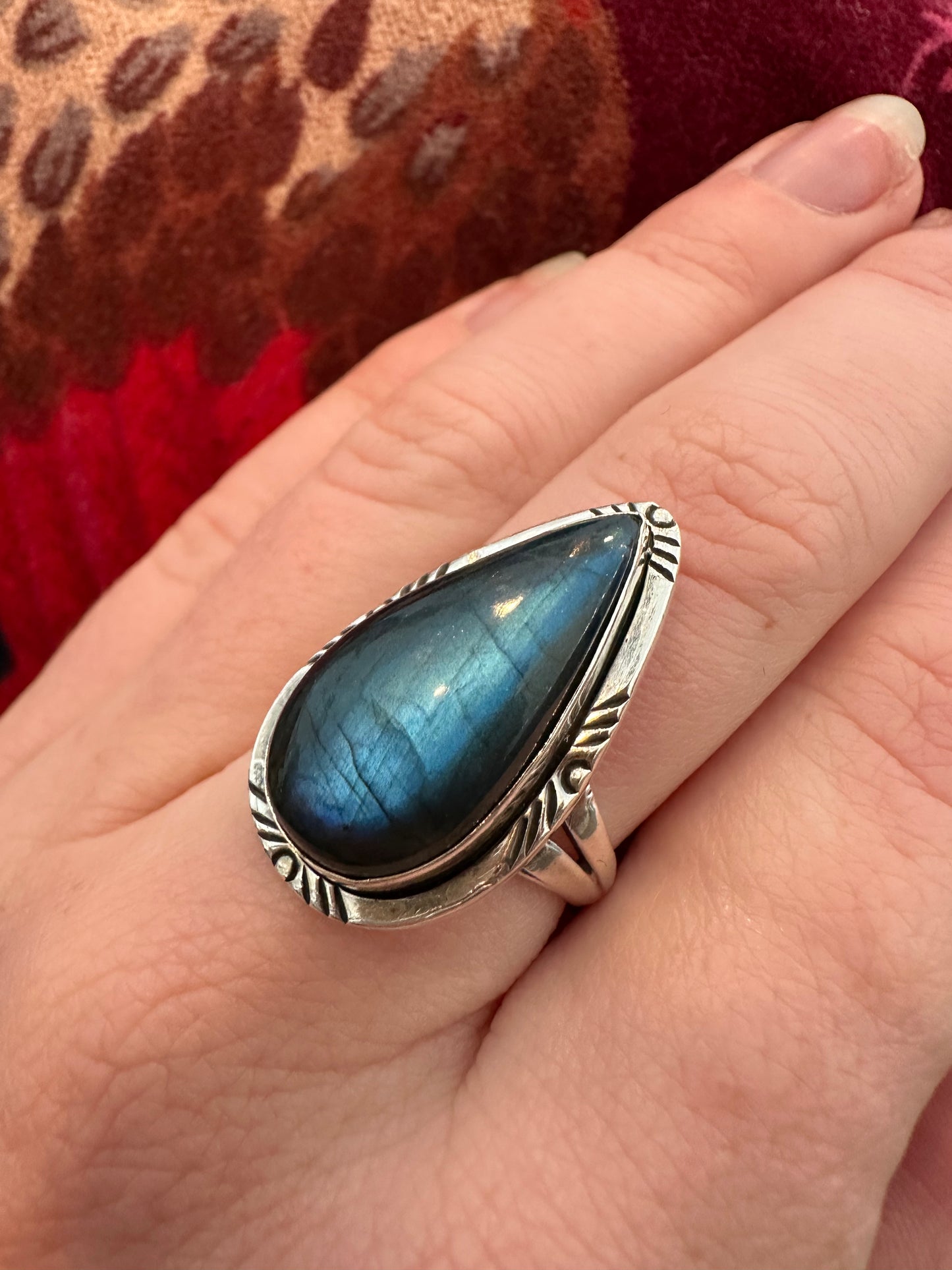 Eleanor - Labradorite Pear Ring