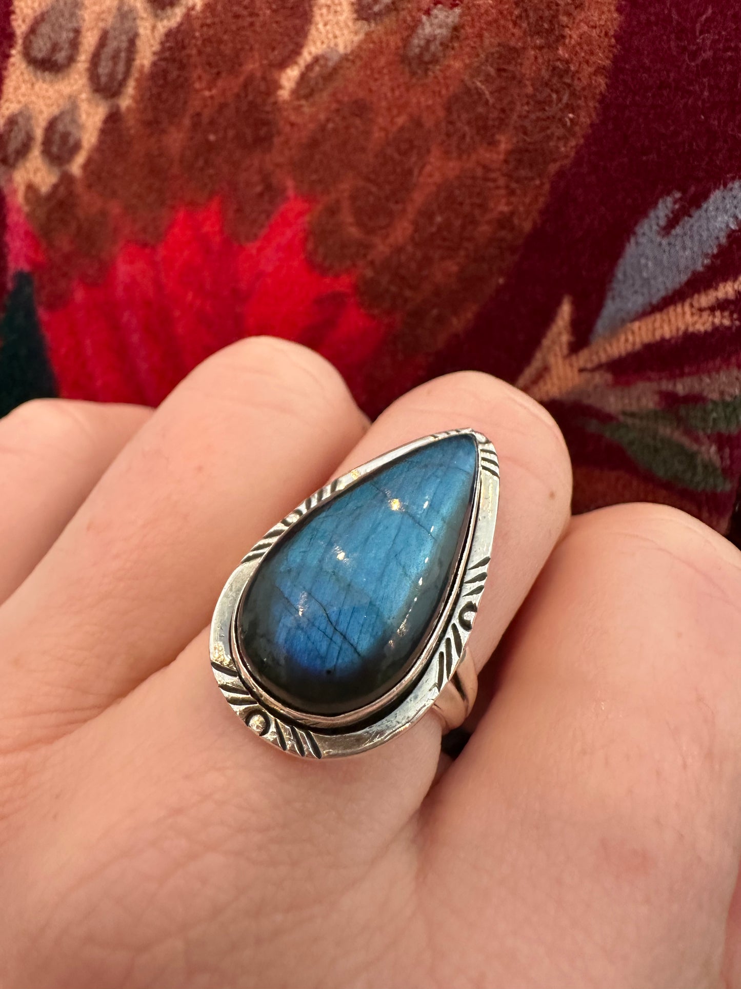 Eleanor - Labradorite Pear Ring