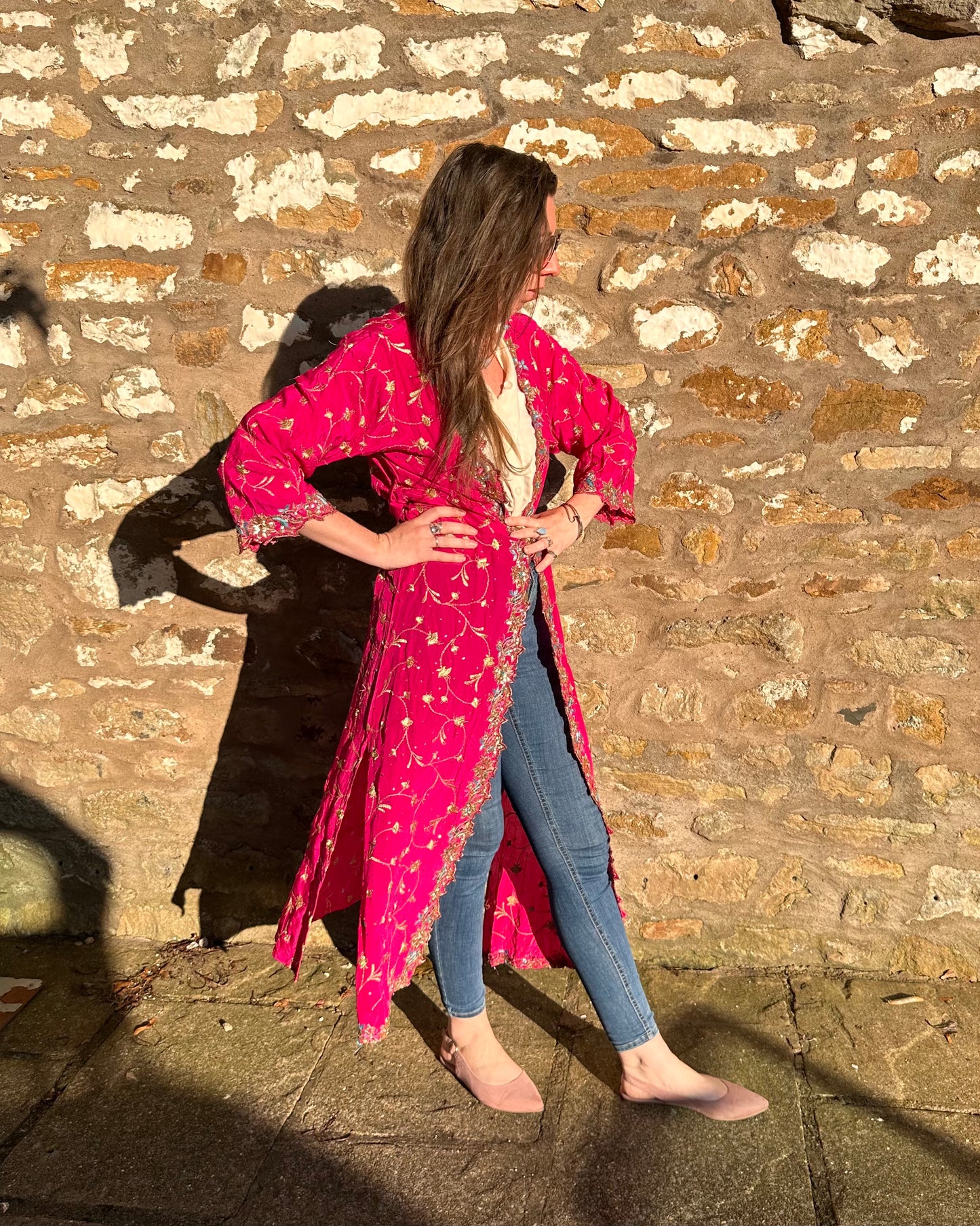 Kate - Hot Pink beaded Kimono