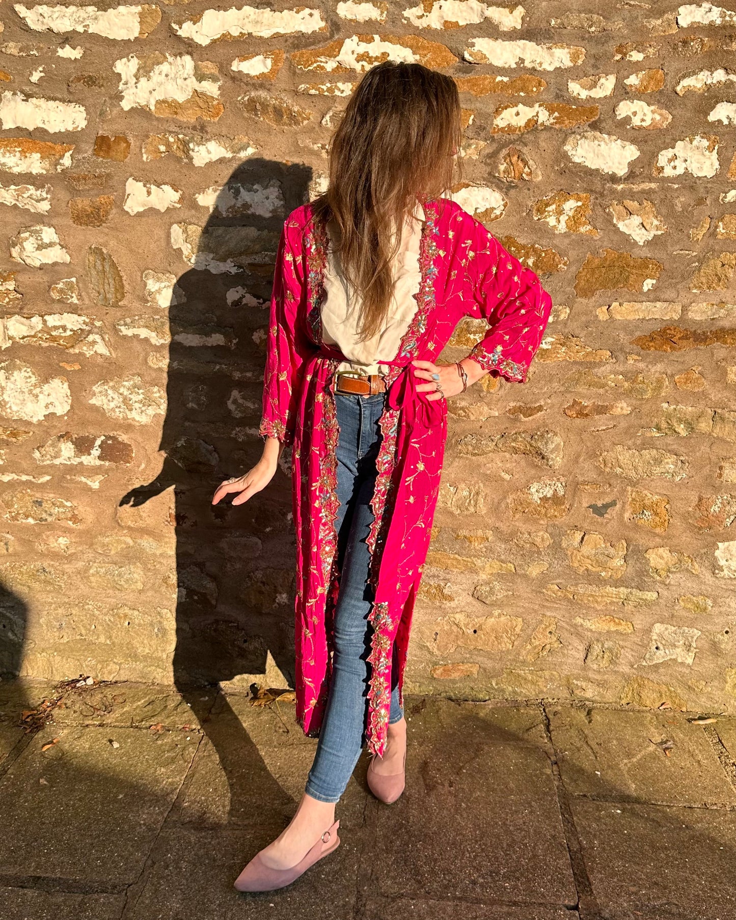 Kate - Hot Pink beaded Kimono