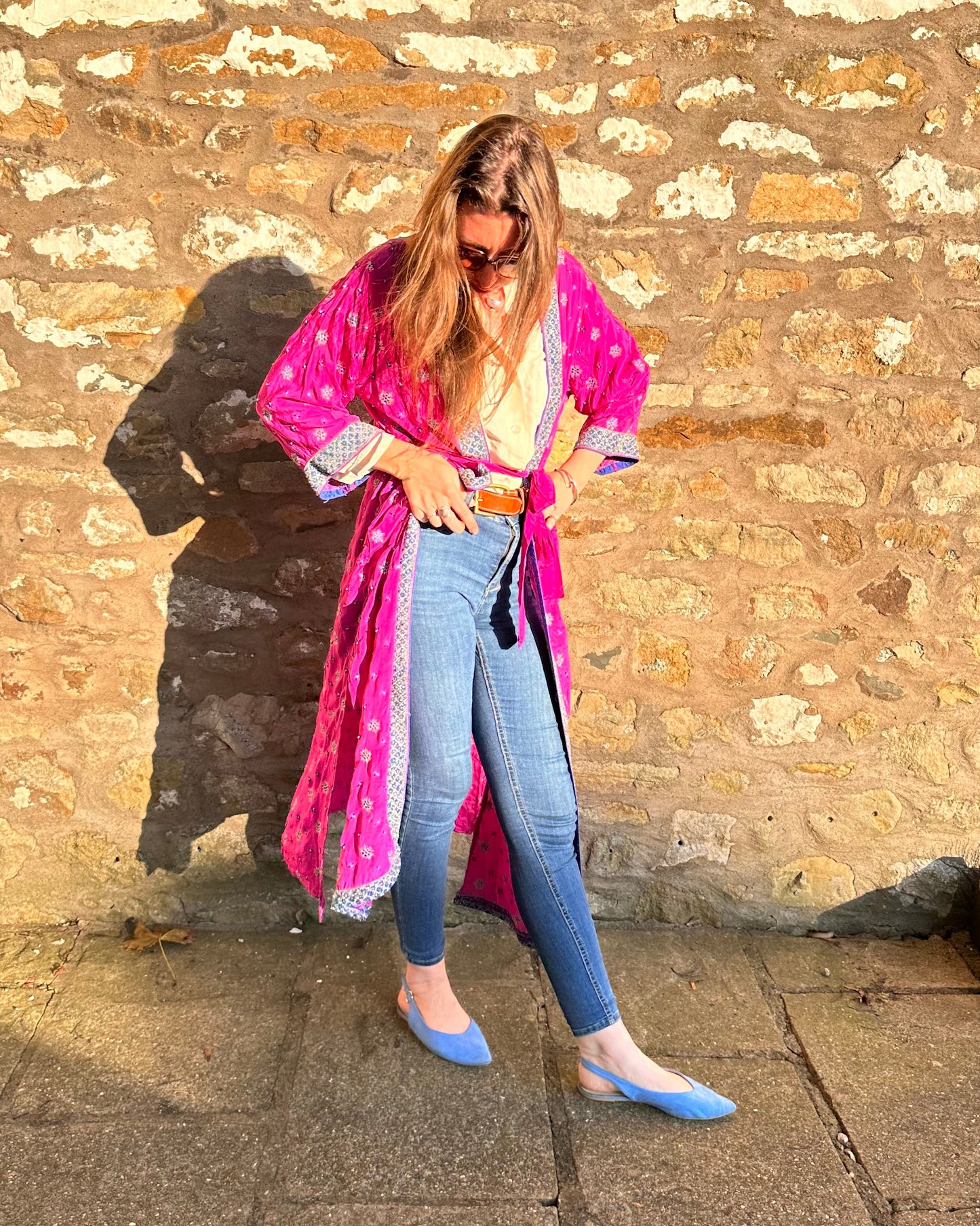 Briony - Silky Purple with Blue bead Kimono