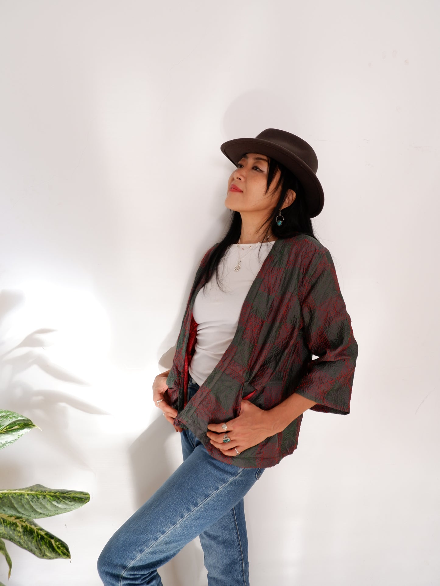 Kantha Jacket in Forest and Peonie