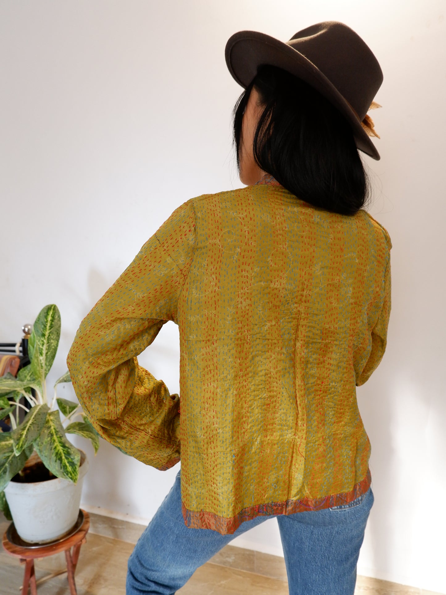 Kantha Jacket in Dusk and Lime