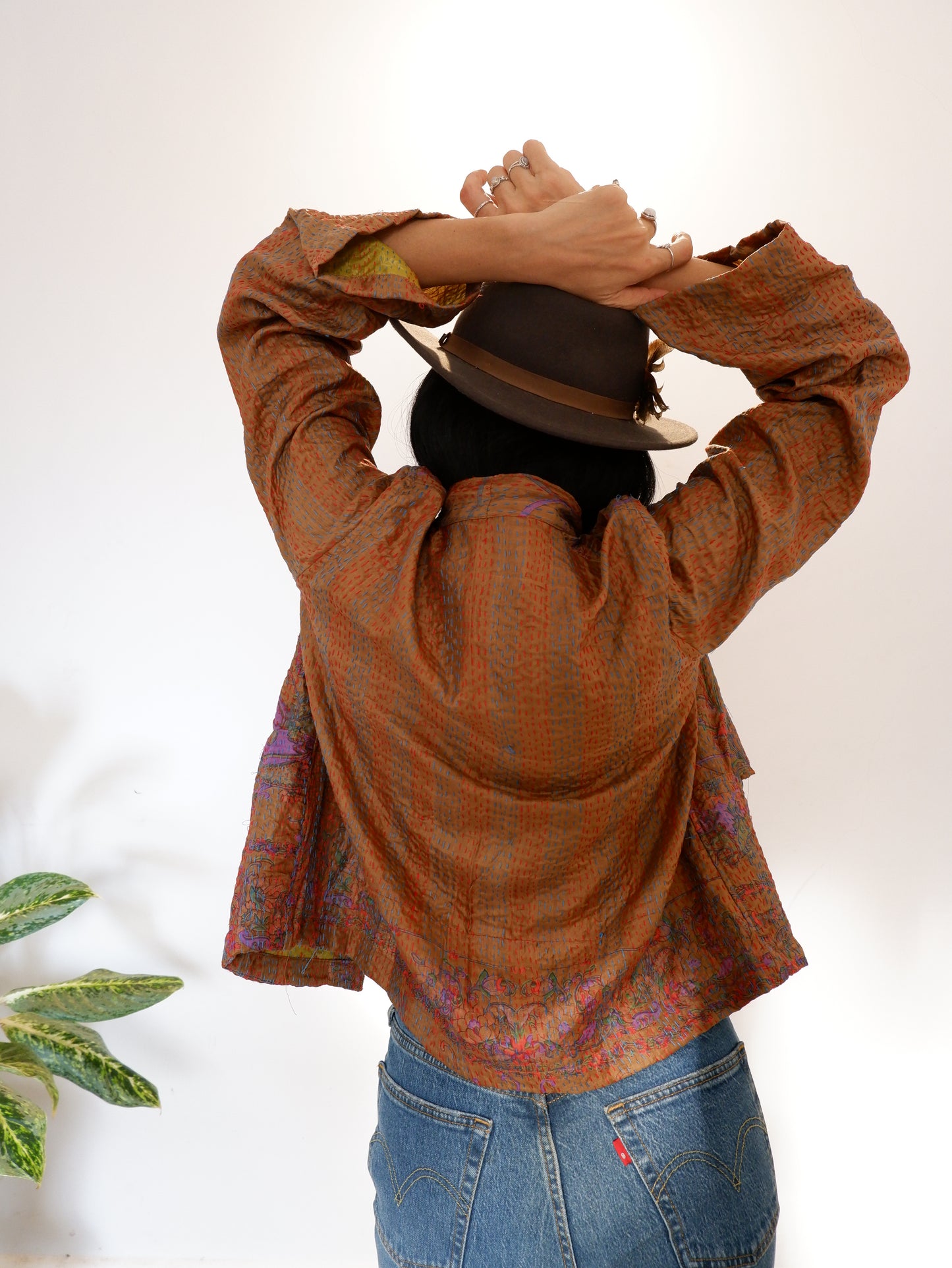 Kantha Jacket in Dusk and Lime