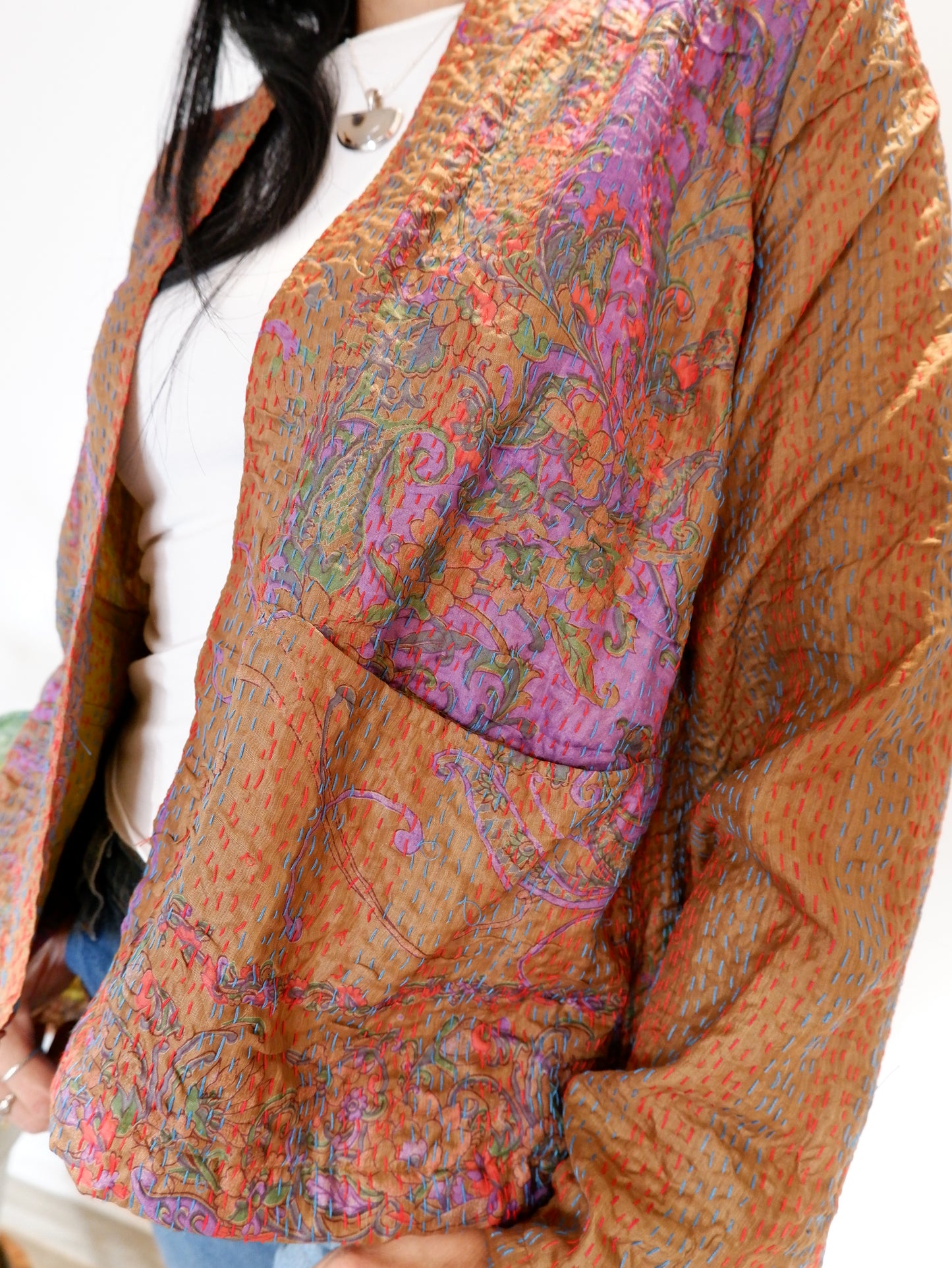 Kantha Jacket in Dusk and Lime