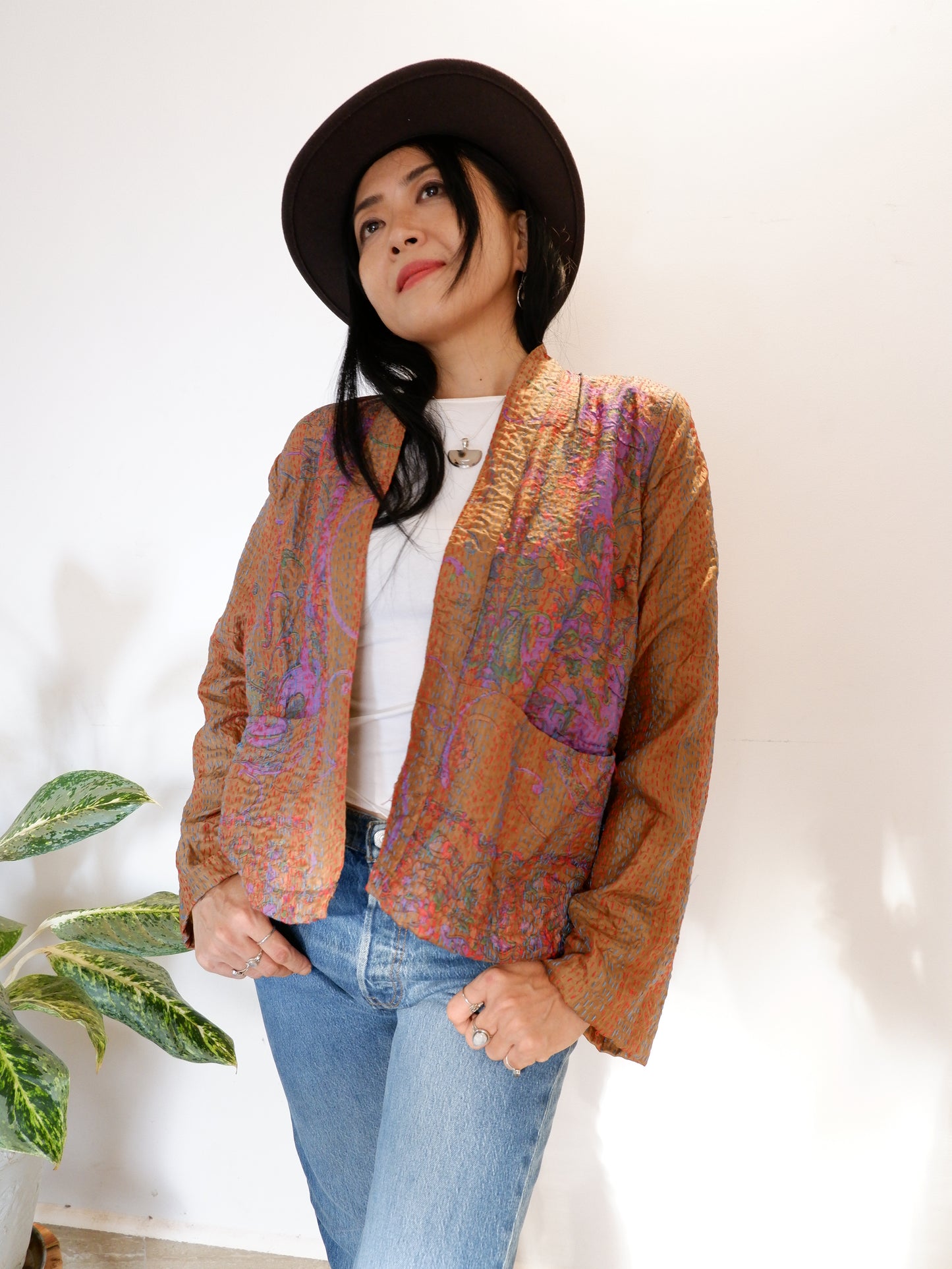 Kantha Jacket in Dusk and Lime