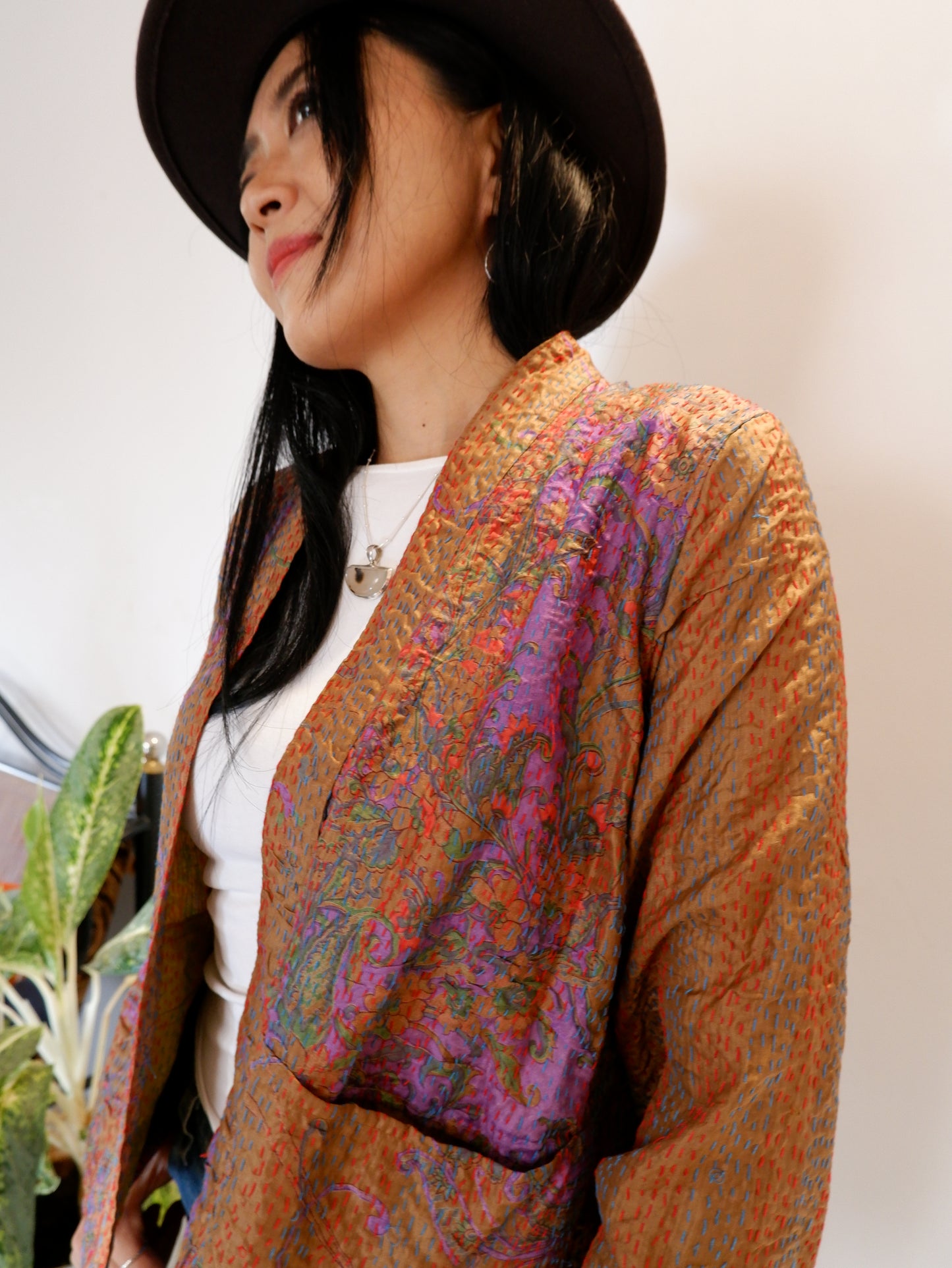 Kantha Jacket in Dusk and Lime